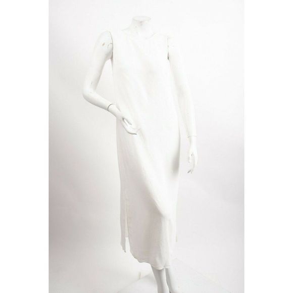 Massimo Dutti Womens Linen Dress US 4 EU 36 White Midi Sleeveless 6622/226 NWT - Picture 3 of 8